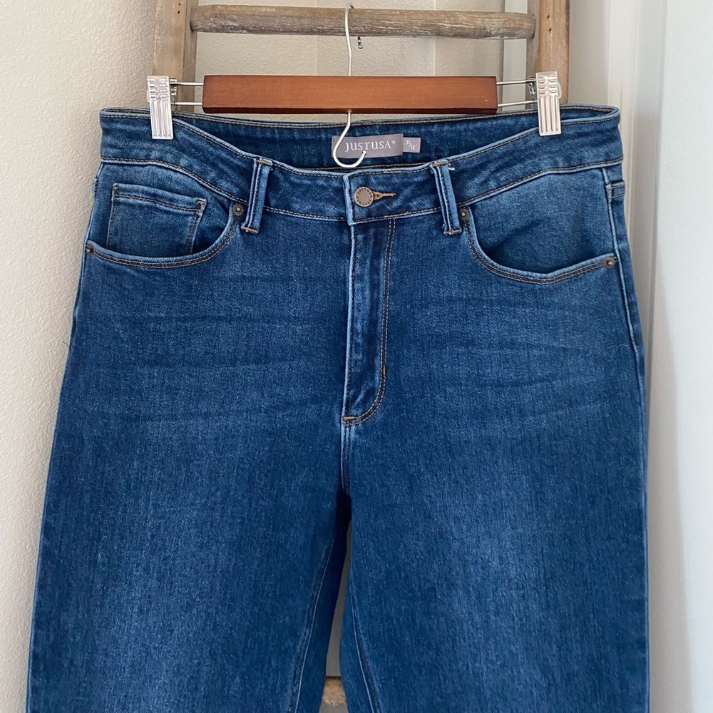 NWOT - Just USA Blue Flare Wide Leg Jeans with Stretch - Size 12 - Picture 5 of 9